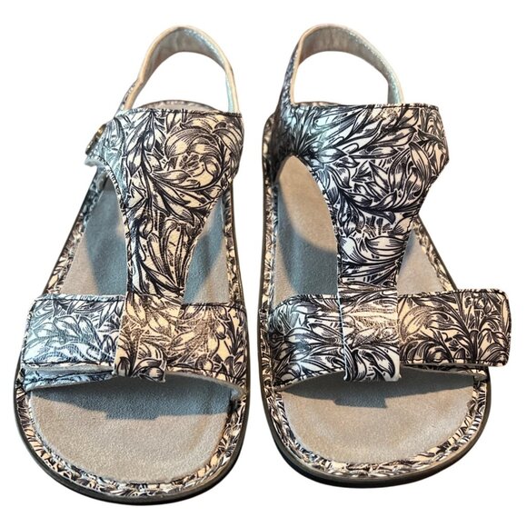 Alegria Women’s KEN-769 Leather Sandals Size 42 us 11.5/12  Black & White Floral - Picture 2 of 8